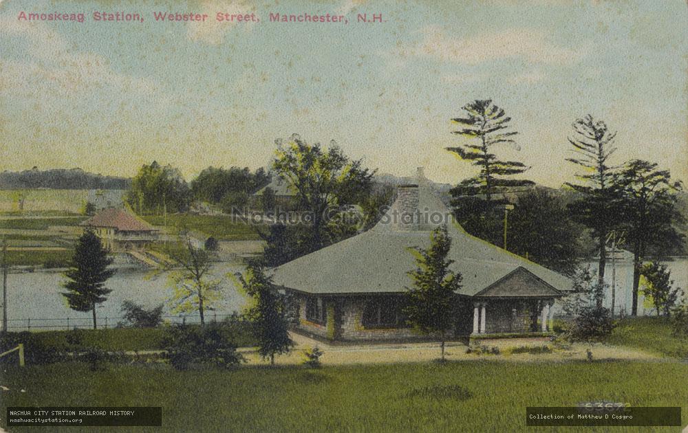Postcard: Amoskeag Station, Webster Street, Manchester, New Hampshire